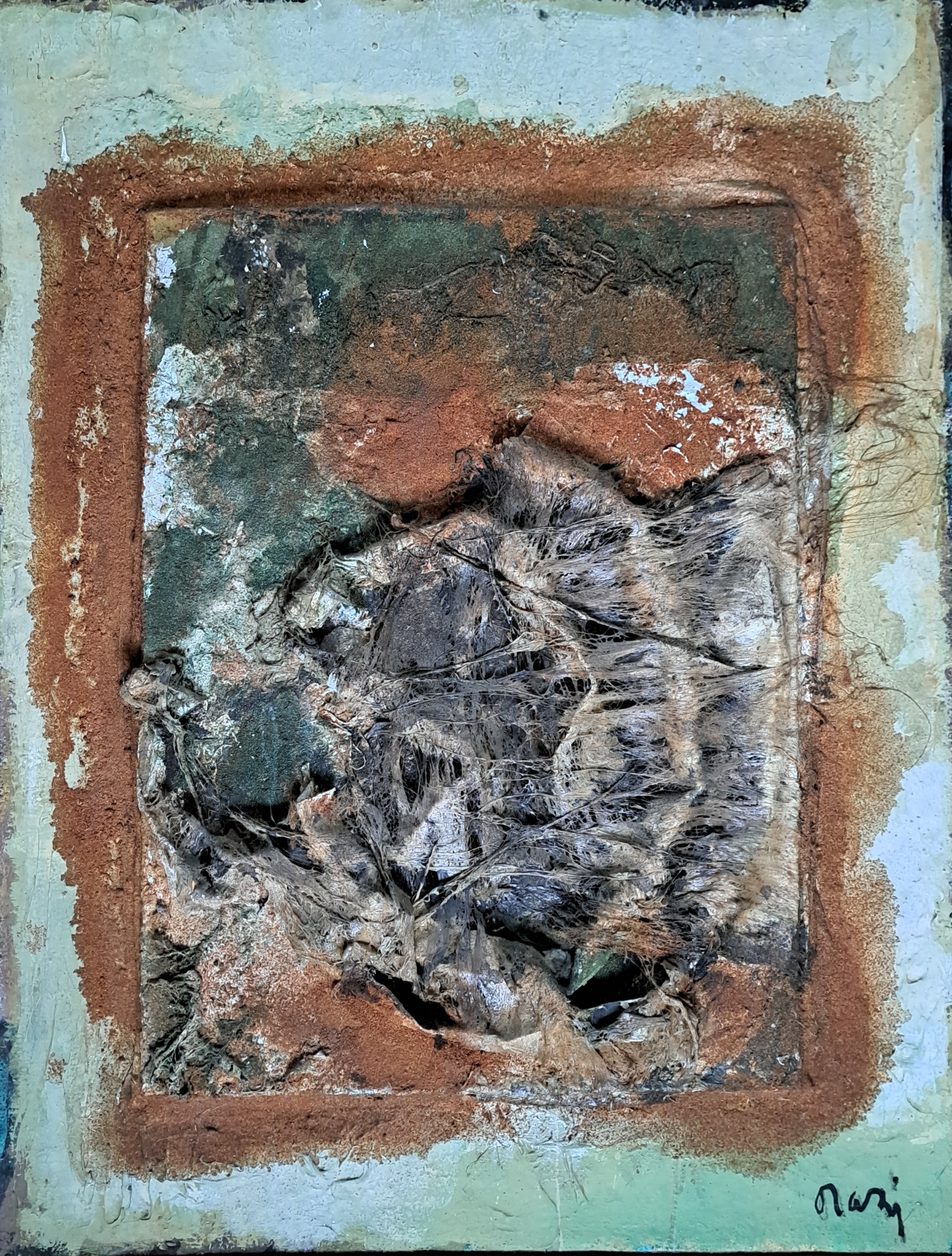 Orazi, painter, Mixed media on canvas, ca. 1965